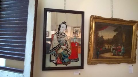 Chinese reverse mirror painting on glass 1840