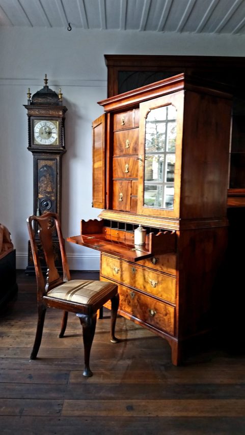 George II walnut secretaire cabinet c 1735