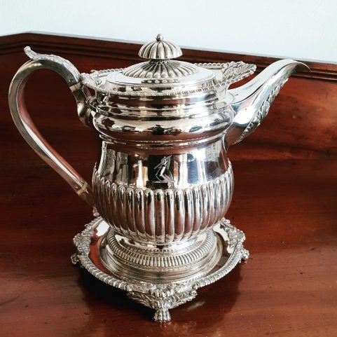 Regency period sterling silver coffee pot & stand