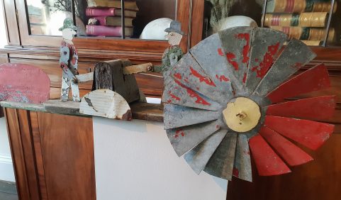 Tasmanian mechanical pit saw mechanics weather vane c 1920