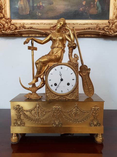 French Empire period clock emblematic of Hope c.1815