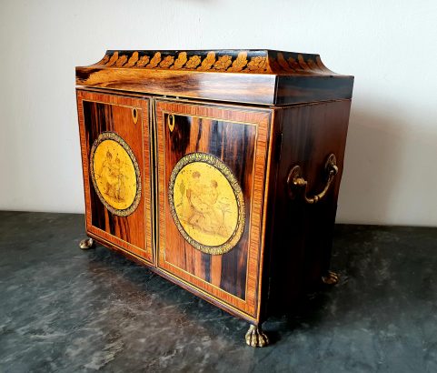 Regency zebrawood sewing cabinet c 1815