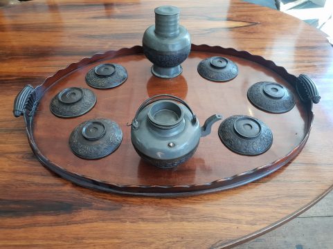 George III mahogany tea tray c 1790