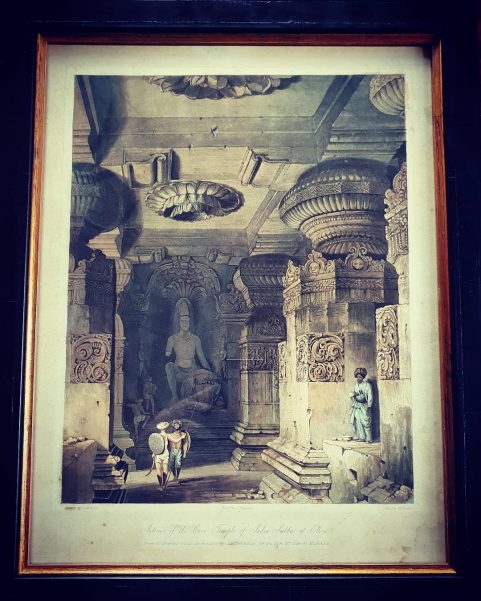 ‘Interior of the Cave Temple of Indra Sabha at Ellora’ published by Capt R. M. Grindlay 1826