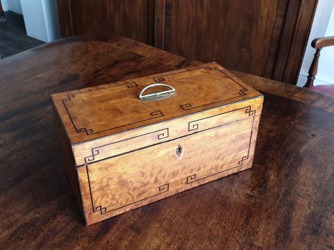 Regency satinwood tea caddy c 1810