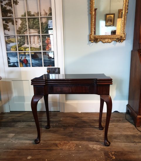 George II Cuban mahogany triple top tea  & card table c 1750