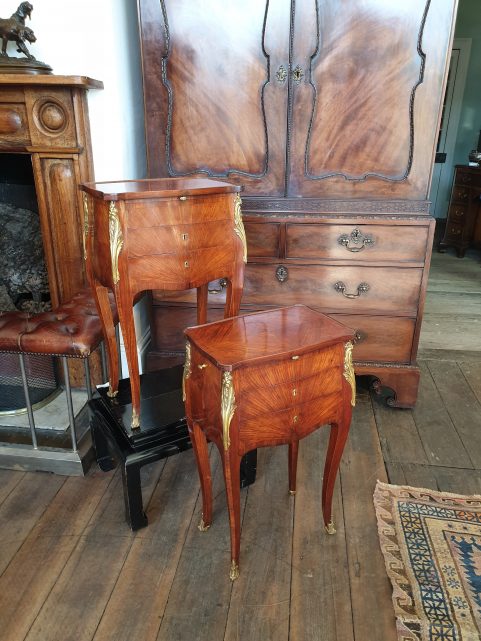 Pair of French palisander Belle Epoque bedside tables c 1890