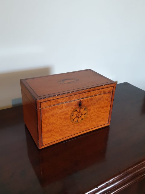 George III period satinwood tea caddy c 1800