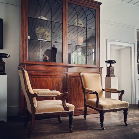 Pair of George IV library chairs c 1830