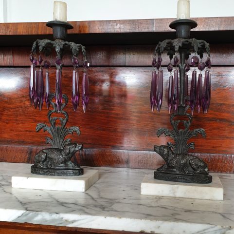 Pair of William IV mantel candlesticks c 1835