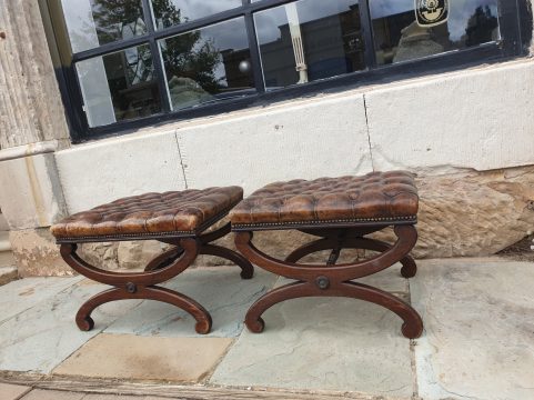 Pair of Grecian library stools c 1880