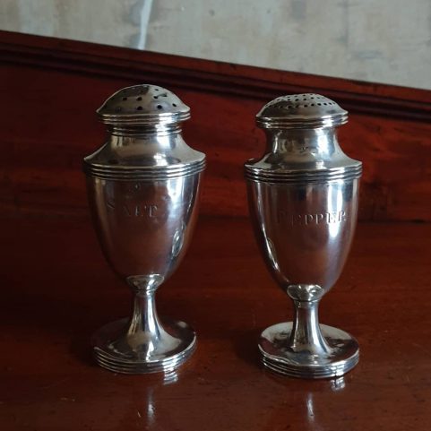 Pair of Anglo Indian silver muffineers c 1810