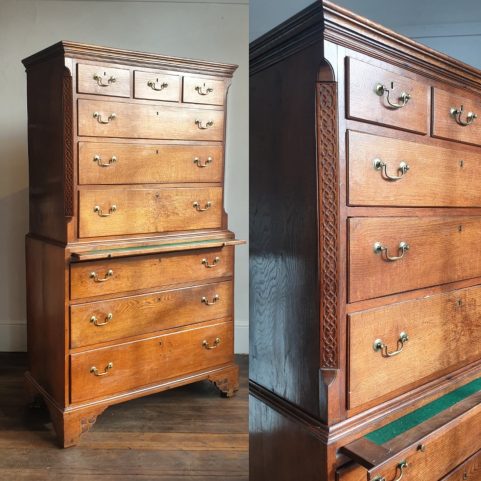 George III oak chest on chest c 1790