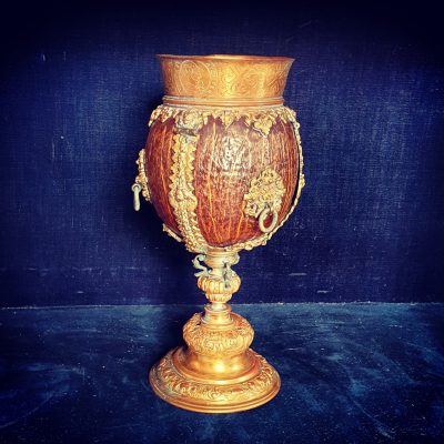 A rare late Renaissance Gilt Copper mounted Coconut Cup c1620