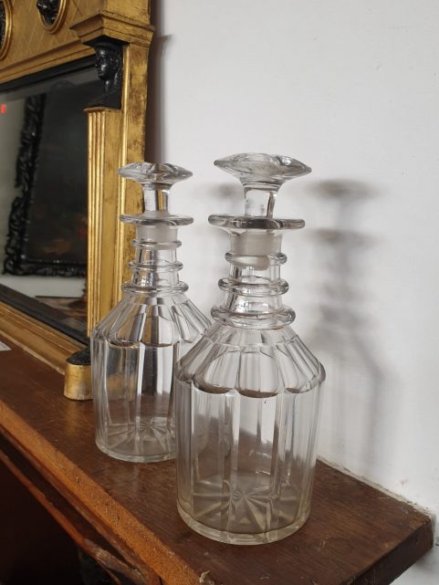 Pair of William IV cut glass decanters c 1830
