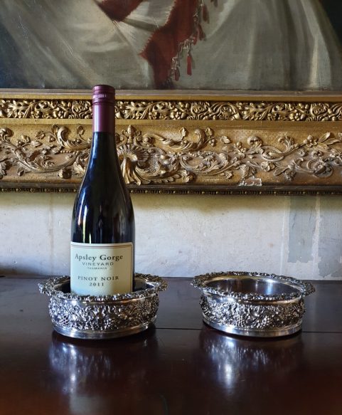 Pair of Old Sheffield plate wine coasters c1820