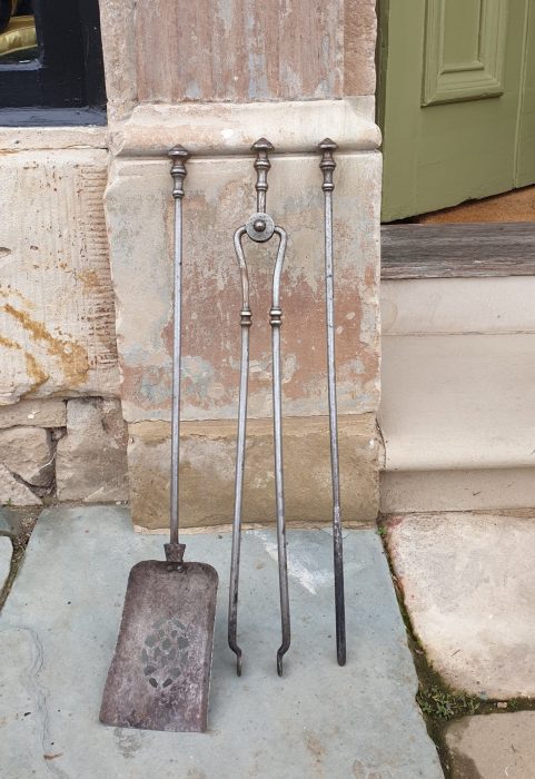 Set of polished steel Fire Tools c1835