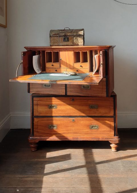 Camphorwood campaign secretaire chest c1840
