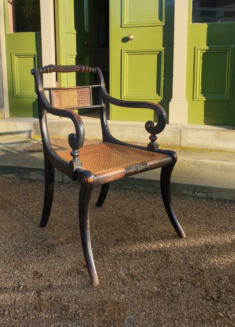 Set of four Regency ‘Trafalgar’ elbow chairs c 1815