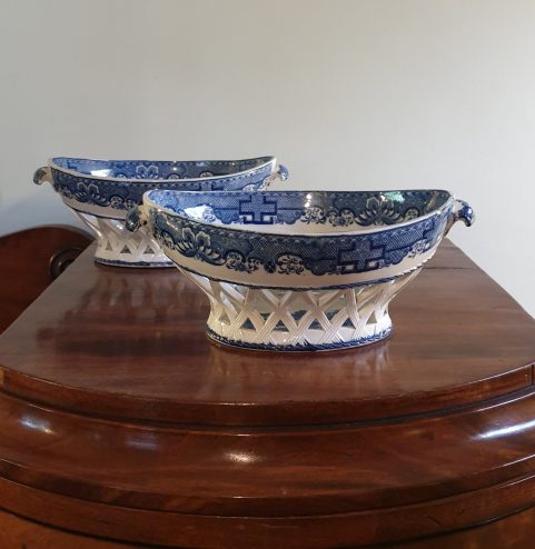 Pair of Staffordshire Pearlware Chestnut baskets c1810