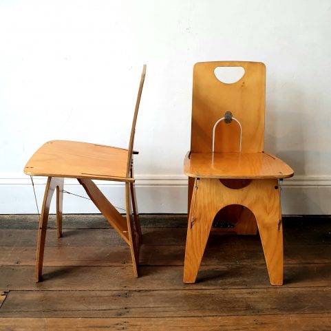 Pair Snap Chairs in Sassafras 1993 by Peter Costello