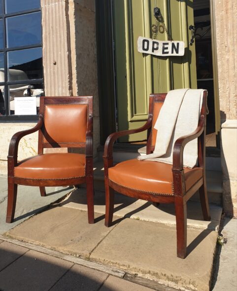 Pair of French Empire period Library Chairs c 1815
