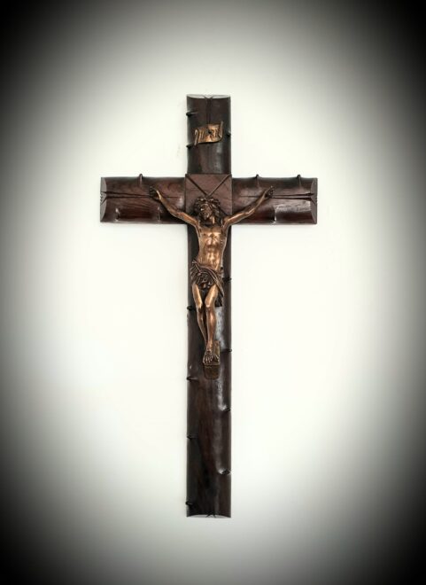 French rosewood & bronze Crucifix c 1880
