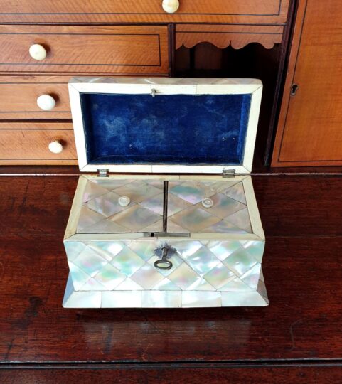 Silver Mounted Tea Caddy c 1830