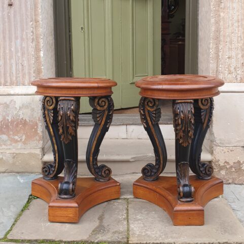 Pair of George IV period bronzed Oak  Vase Stands