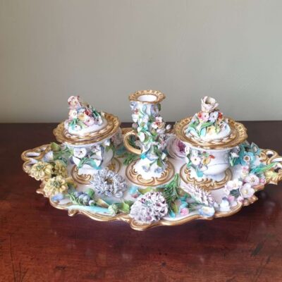 Coalport Gardenesque Inkstand c1835