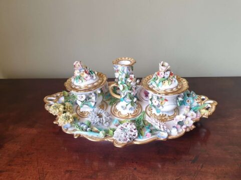 Coalport Gardenesque Inkstand c1835