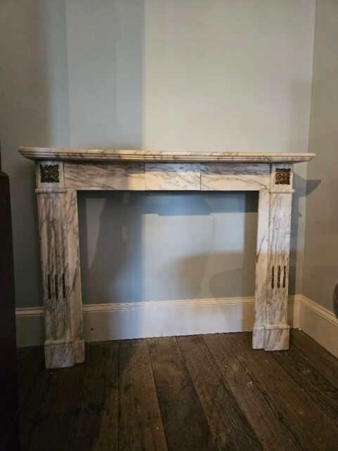Louis XVI Revival Carrara Marble Chimneypiece c1840