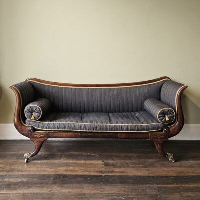 Regency rosewood brass inlaid Grecian sofa