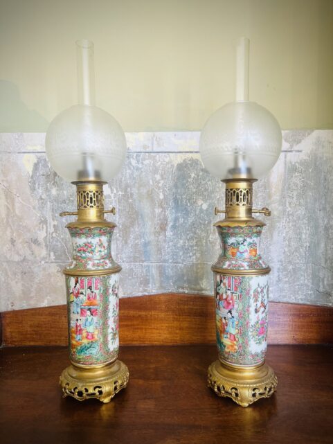 Pair Of Moderator Lamps c1850