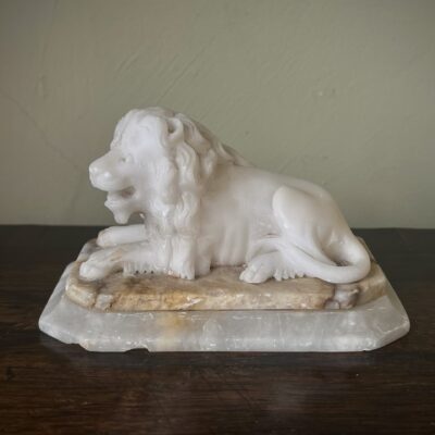 Italian ‘Grand Tour’ Three-Colour Alabaster Lion Florence c1870