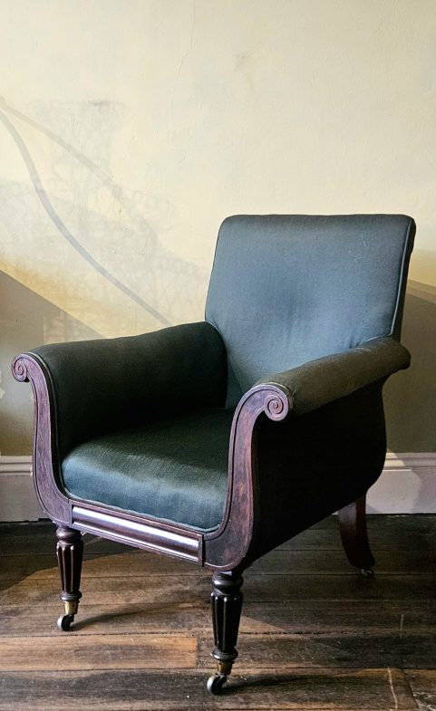 George IV Rosewood Lyre Front Library Armchair c1825